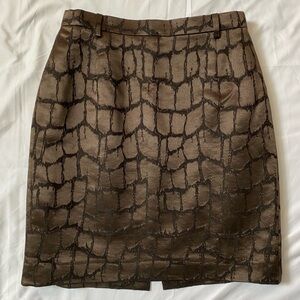 MONDI Vintage 90s Brown and Black Silk Giraffe Animal Print Mini Pencil Skirt